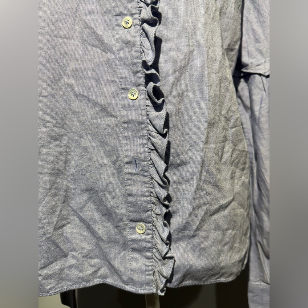 Tibi Light Blue Ruffled‎ Button Down Shirt - Picture 9 of 13